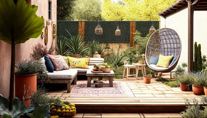 Patio decorating ideas summer outdoor living backyard decor small decorated area privacy screen wooden flowers sitting cleanandscentsible beverage bar make